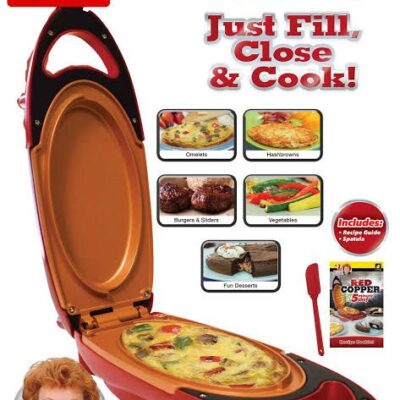 Red Copper 5 Minute Chef Double Sided Grill Electric Cooker Meal Maker